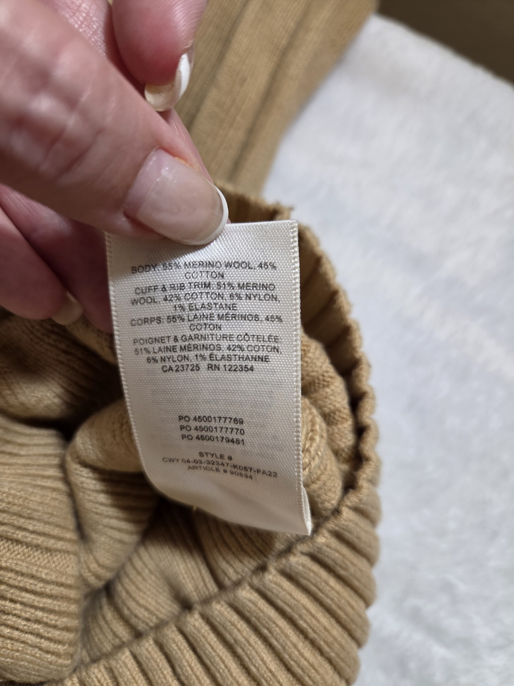 Aritzia Wilfred Plunge Front Cardigan Tan Merino Wool Blend Size L - Picture 9 of 10
